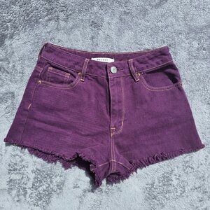 PacSun High-Rise Denim Shorts - Purple Frayed Hem - Size 24